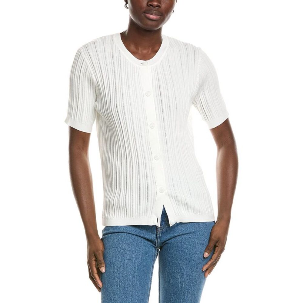 Jones New York Womens Pointelle Cardigan, White
